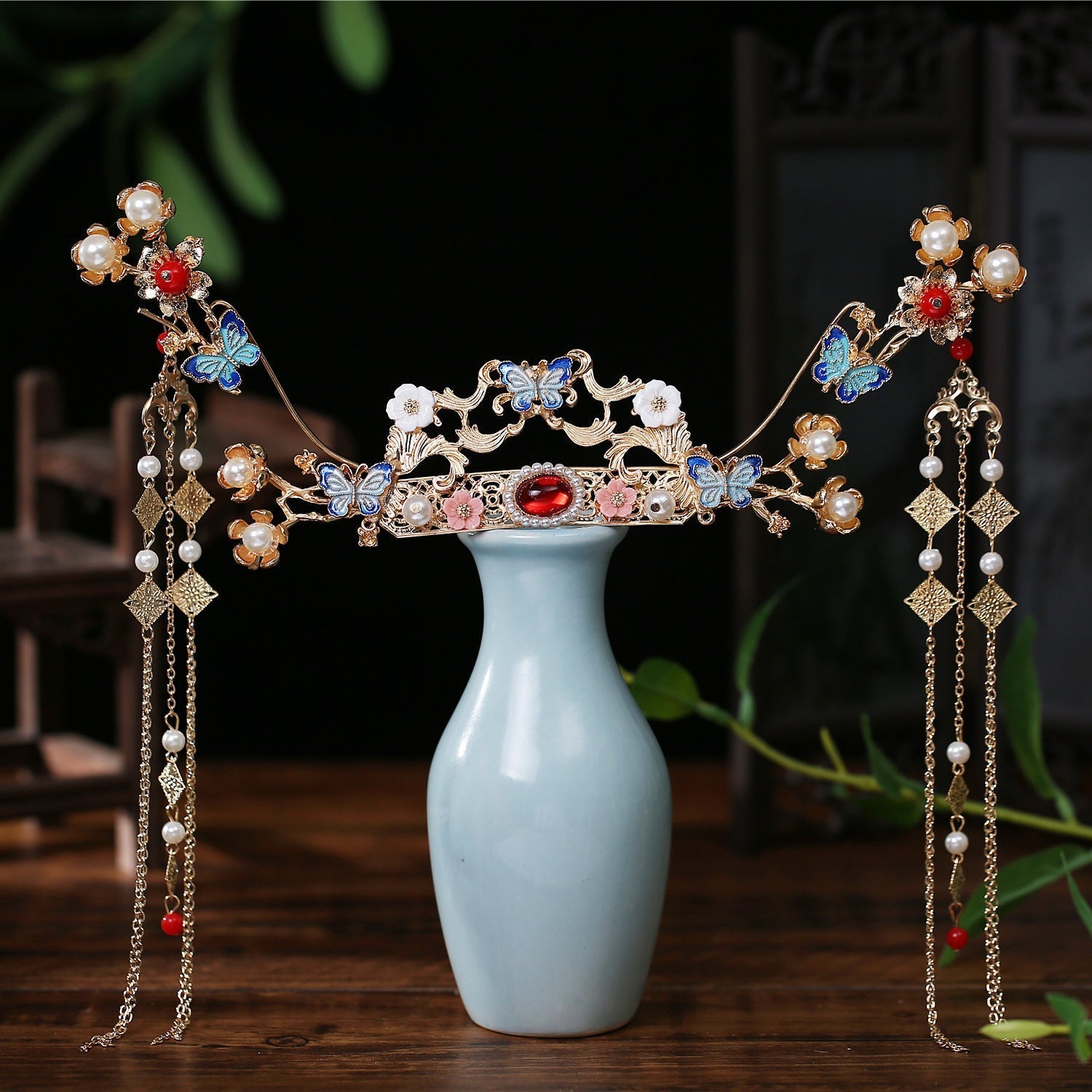 Hanfu hair accessories with Chinese hairpin and crown