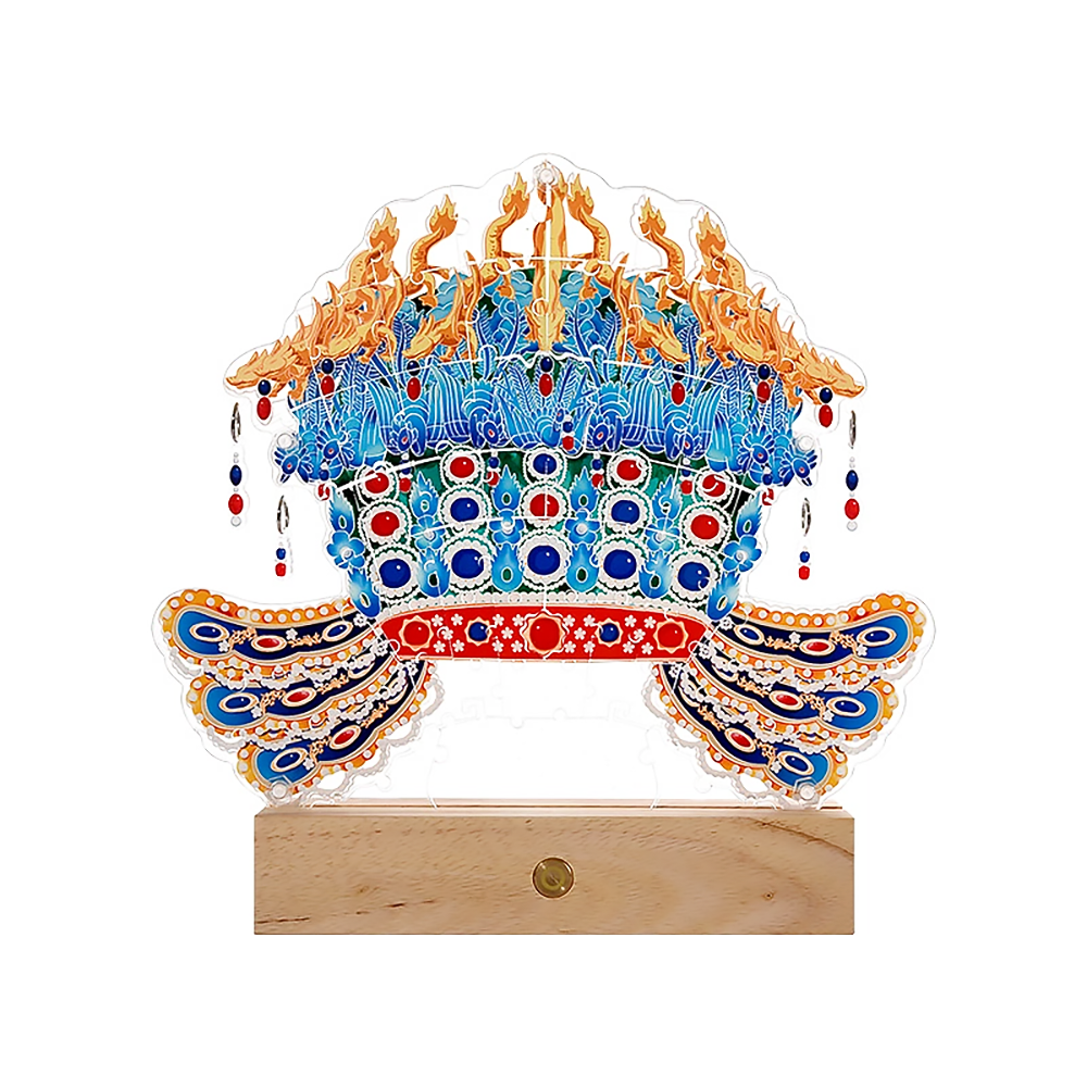 Acrylic Phoenix Crown Night Light Puzzle with Wooden Base-4