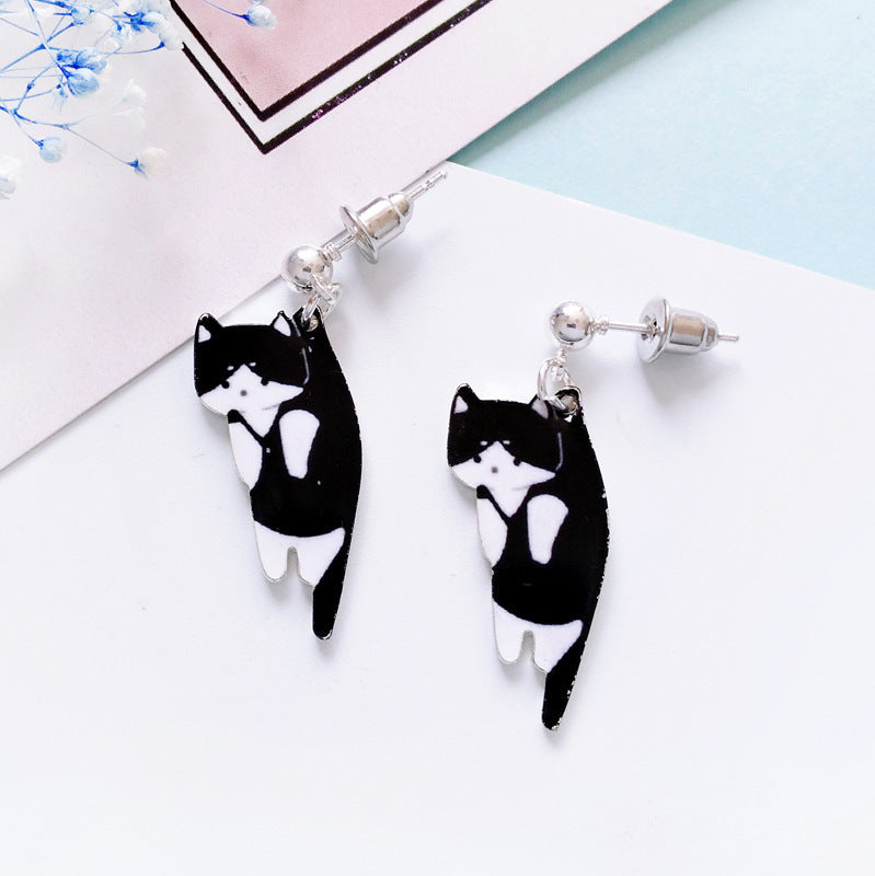 Alloy kitty earrings with zodiac animal design