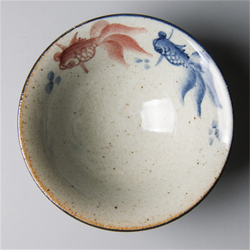 Antique ceramic teacup with hand-painted Kung Fu style