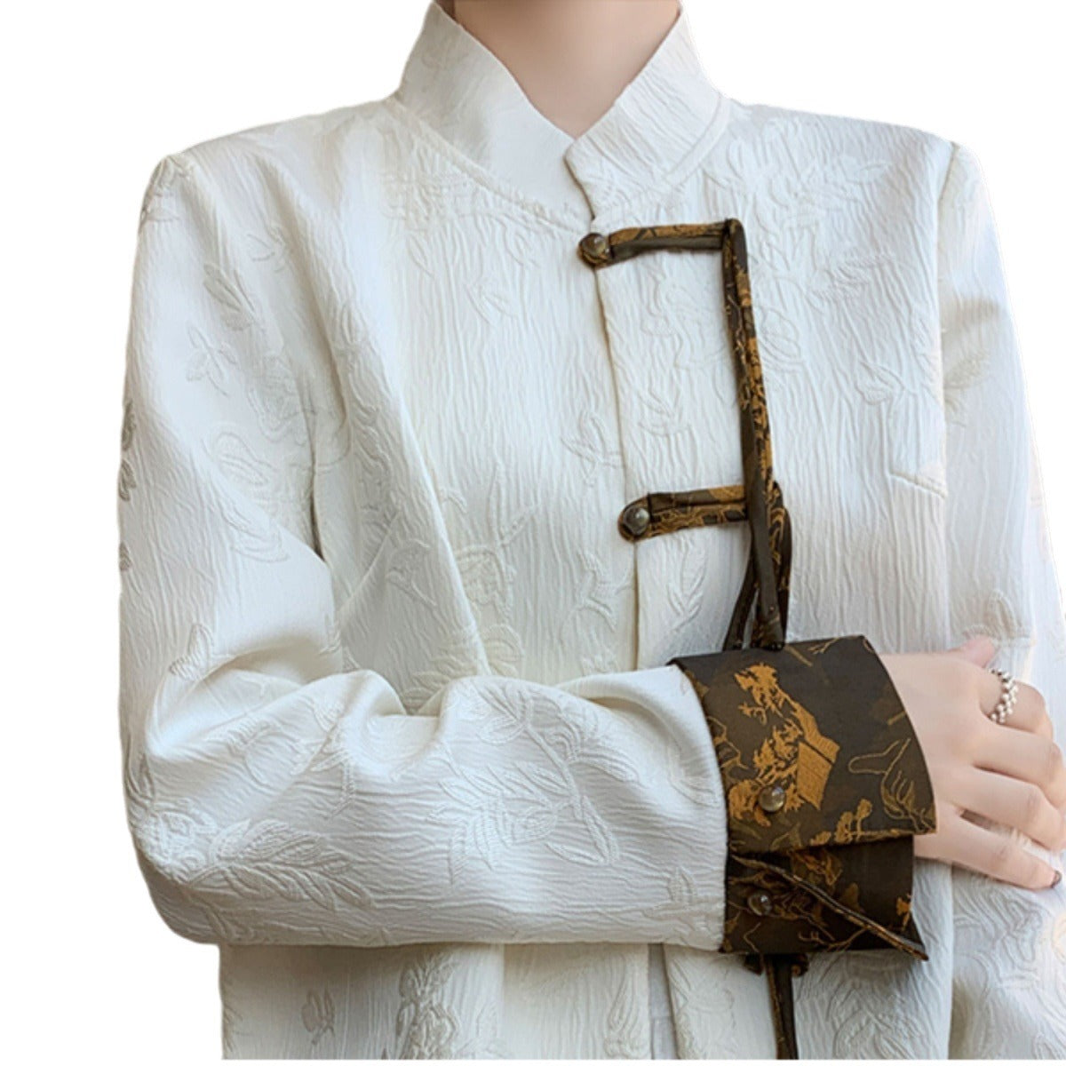 Spring new retro Tang jacket versatile color-blocked buckle suit women's high-end sense of new Chinese style coat