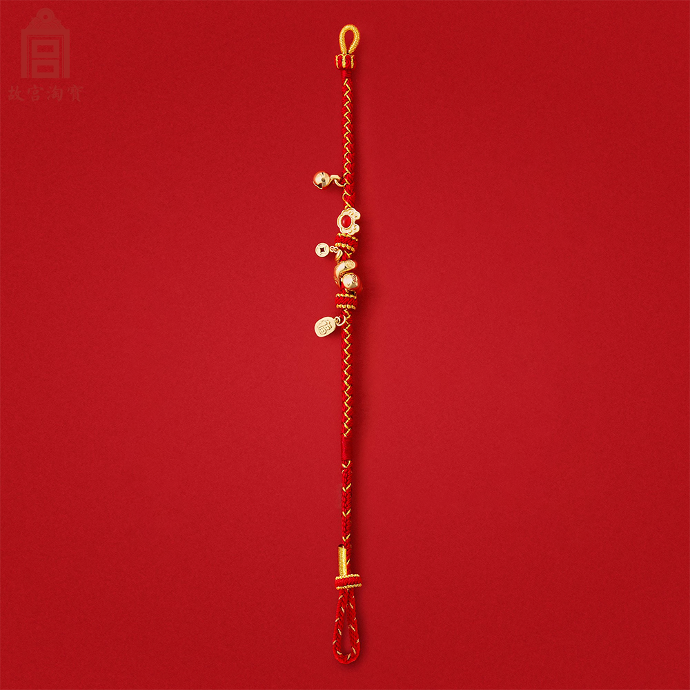 Zodiac Snake Red Rope Bracelet Red Agate Gold-Plated Charm-2