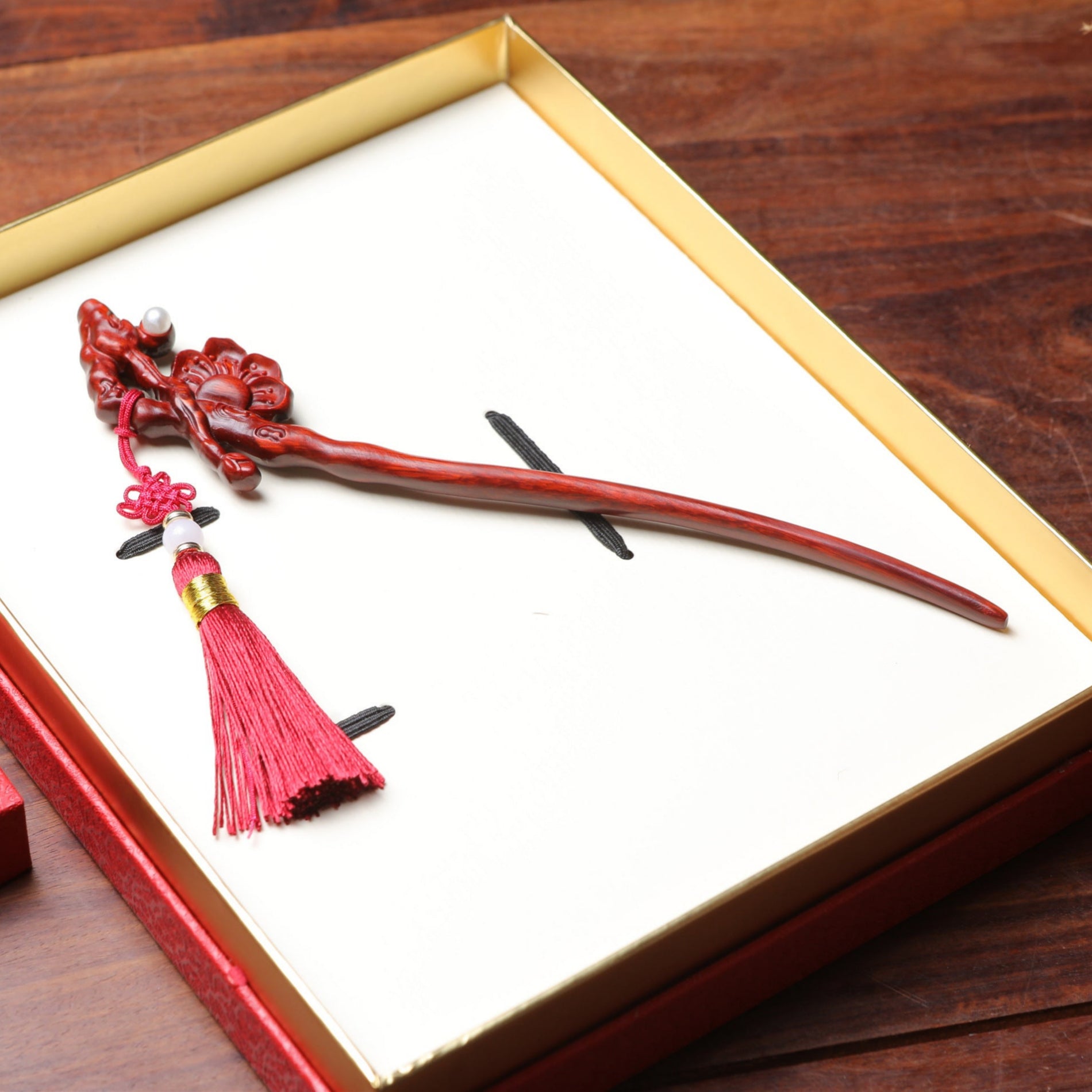 Rosewood Comb & Hairpin Set Peach Blossom Birthday Gift for Her-5