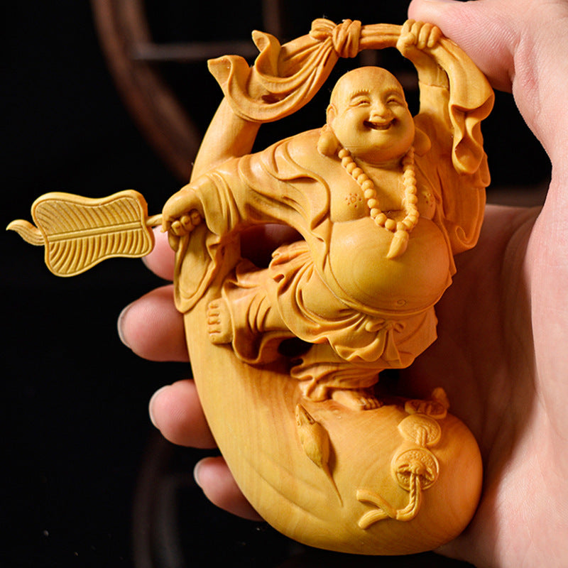 Buddha Bag Monk Boxwood Ornament