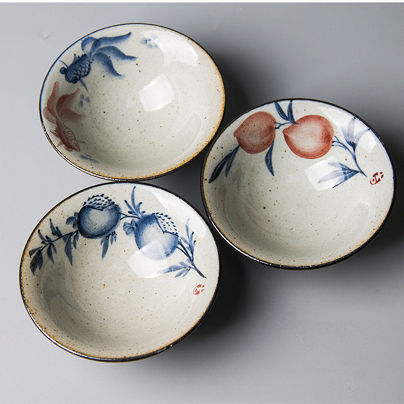 Antique ceramic teacup with hand-painted Kung Fu style