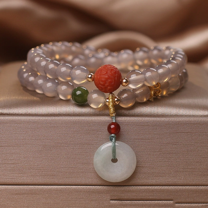 Natural Gray Chinese Multi-layer Beaded Bracelet