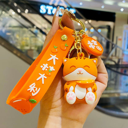 Creative Big Orange Cute Aauspicious Cat Keychain