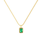 Chinese Style Simple Emerald Zircon Single Diamond Necklace