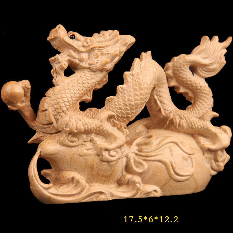 Peach Wood Dragon Home Wood Carving Qinglong Ornament