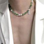 Summer New Chinese Style Jade Pearl Stitching Necklace