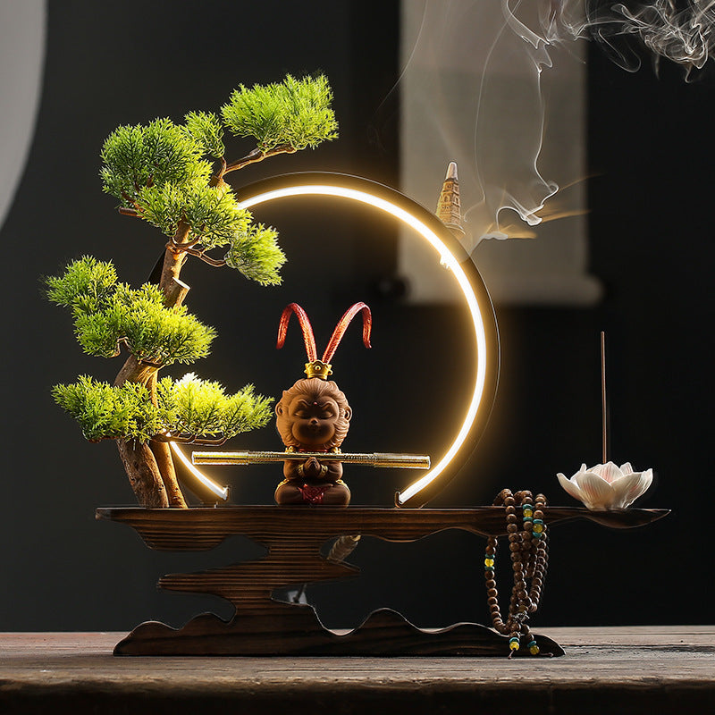 Zen Backflow Incense Burner The Monkey King Quest For The Sutra Decoration Living Room Entrance Office Decorations Home Incense Burner