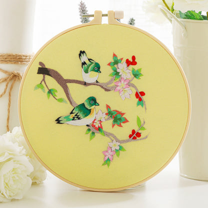 Chinese Style Flower And Bird Diy Hand Embroidery Material Bag