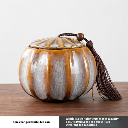 Small Size Creative Pumpkin Household Kiln Transmutation Tea Caddy Ceramic