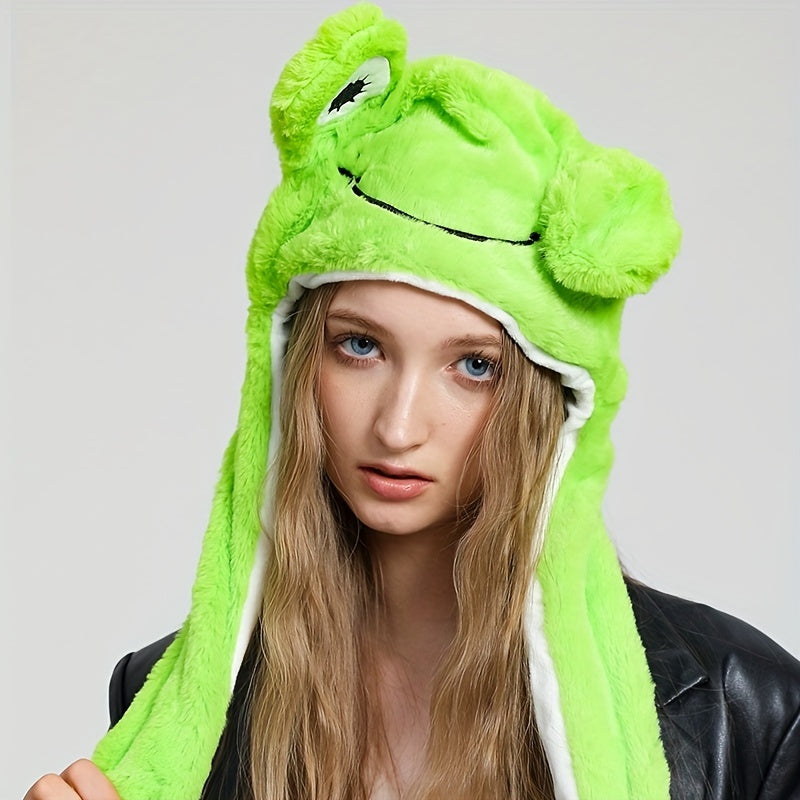 Cute Animal Ear Hat Cute Panda Dog Frog Puppy Plush Hat Halloween Role Playing Party Earmuffs Hat Female