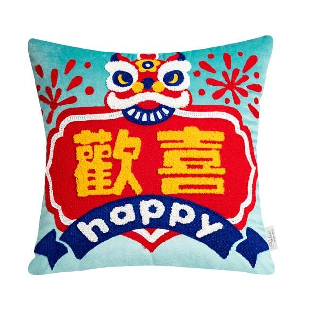 Chinese sofa cushions, lion dance creative pillows and backrests