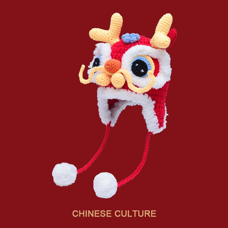 Chinese knitted tiger head hat for the Year of the Dragon