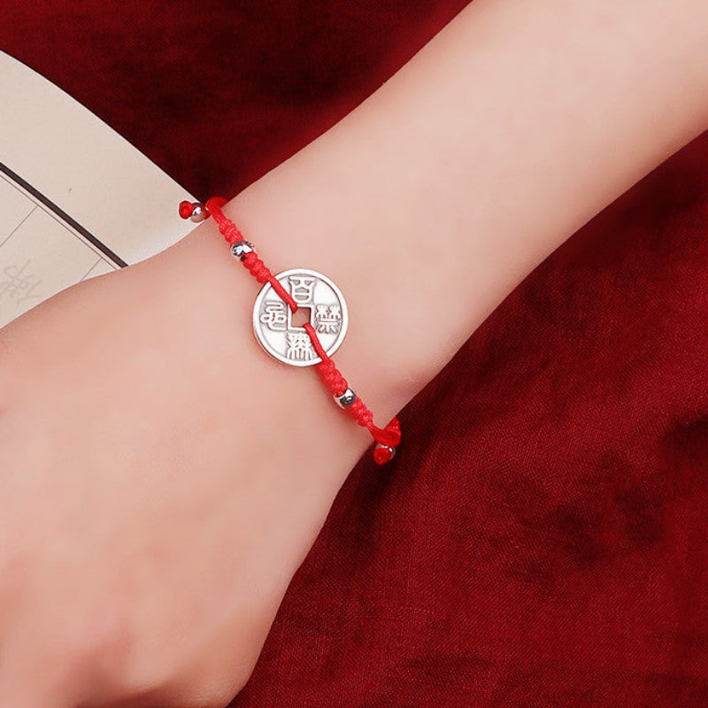 Unisex Tian Guan Zhi Fu Coin Braid Bracelet Anklets