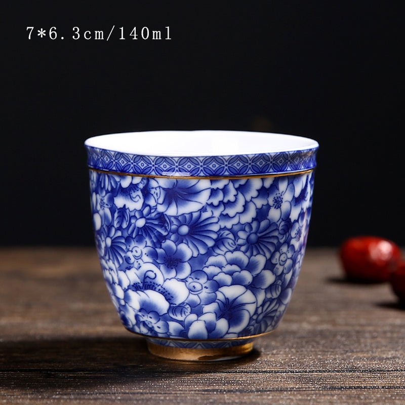 Vintage Chinese Blue and White Porcelain Ceramic Coaster Teacup Set-8