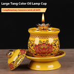 Ceramic Oil Lamp for Home Use in front of Buddha