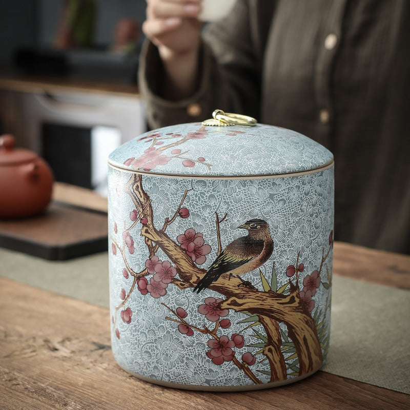 Chinese Tea Caddy Ceramic Airtight Pot Large Pu'er Red And Green Tea Storage Tank