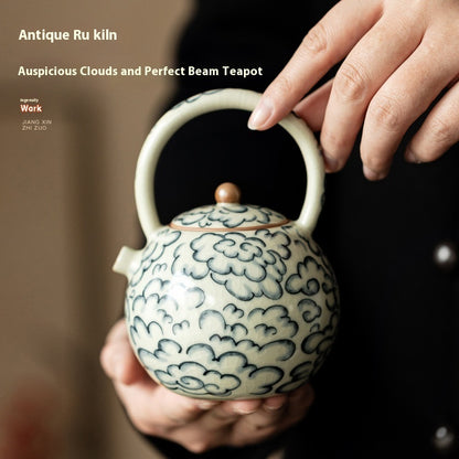 Chinese Auspicious Cloud Ru Porcelain, Perfect For Lifting Beams, Teapot, Household Ceramics