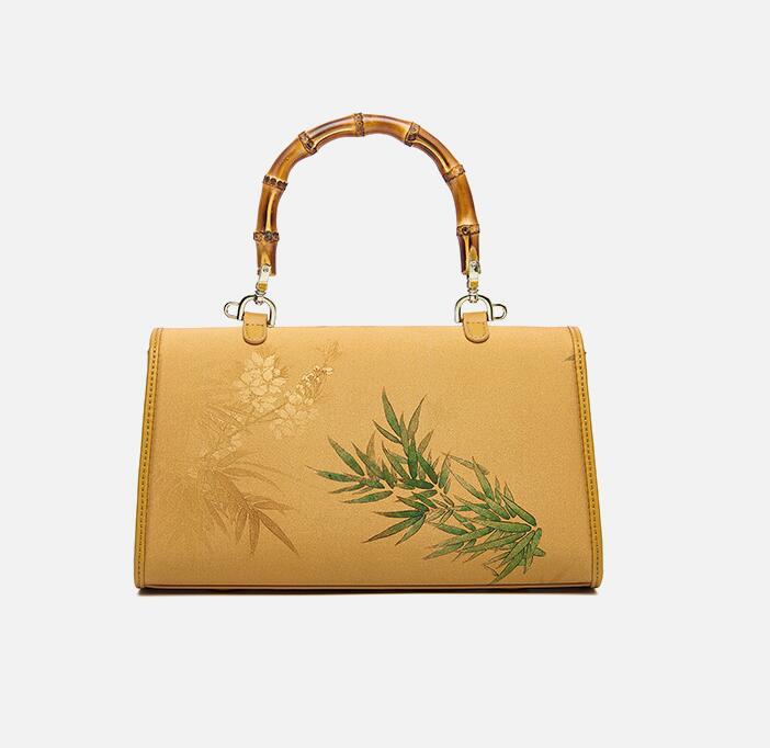 Chinese style women's silk bamboo handbag crossbody bag