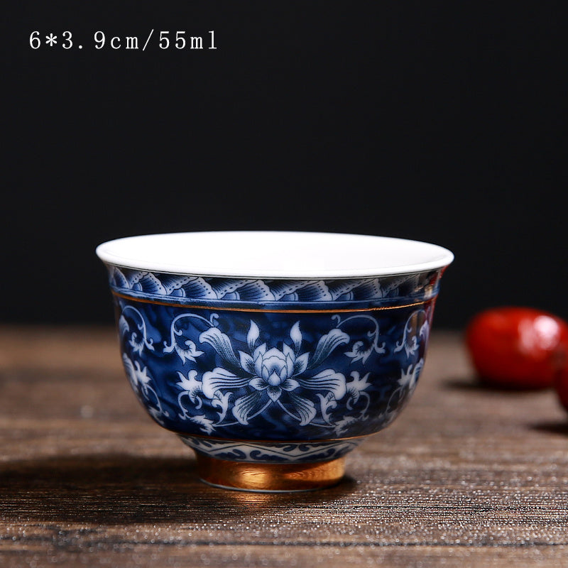 Vintage Chinese Blue and White Porcelain Ceramic Coaster Teacup Set-13