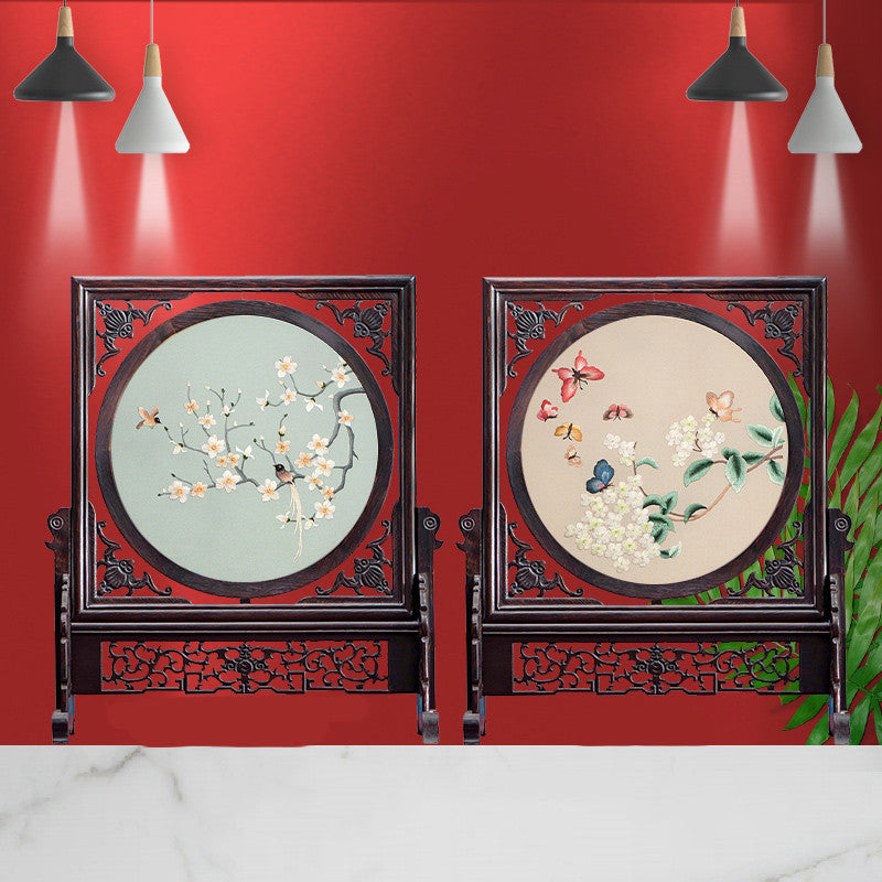 Double-sided Embroidery Table Screen Chinese Handicraft Desktop Ornaments