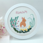 Animal embroidery wall art kit with bamboo stretch option