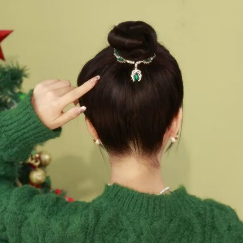 High-end Light Luxury Green Crystal Hairpin Temperament