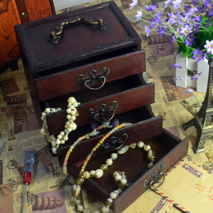 Chinese style retro solid wood jewelry storage box