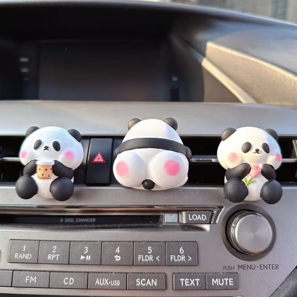 Chinese style cute panda car air outlet perfume aromatherapy car interior decoration