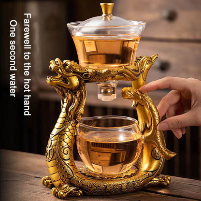 Semi-automatic Glass Dragon And Phoenix Tea Making Teapot