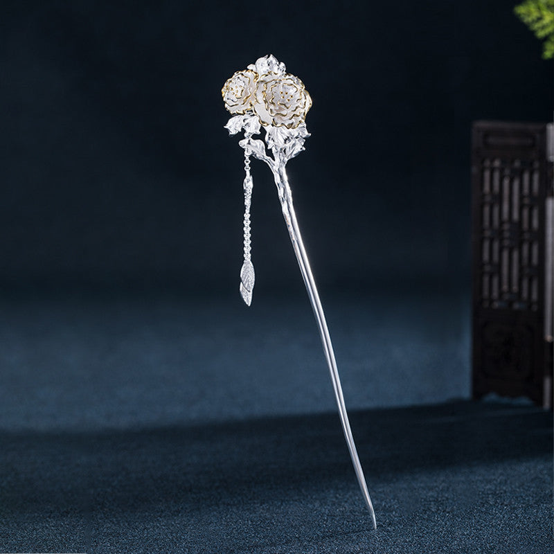 Twelve Flower Gods Ancient Style Sterling Silver Hairpin