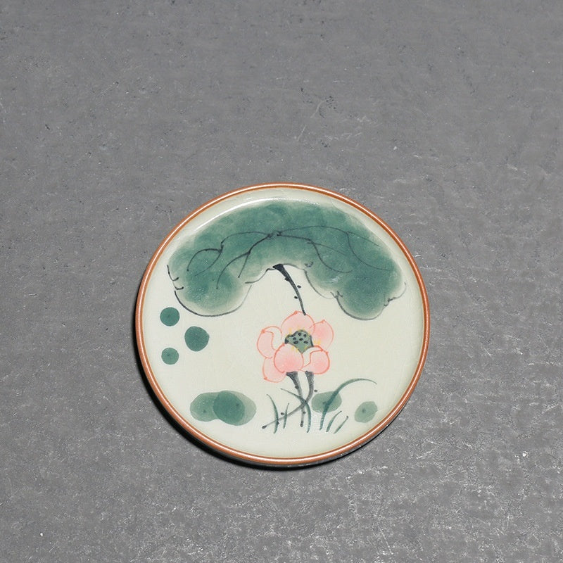 Hand Painted Lotus Coasters Underglaze Ice Crack Coaster