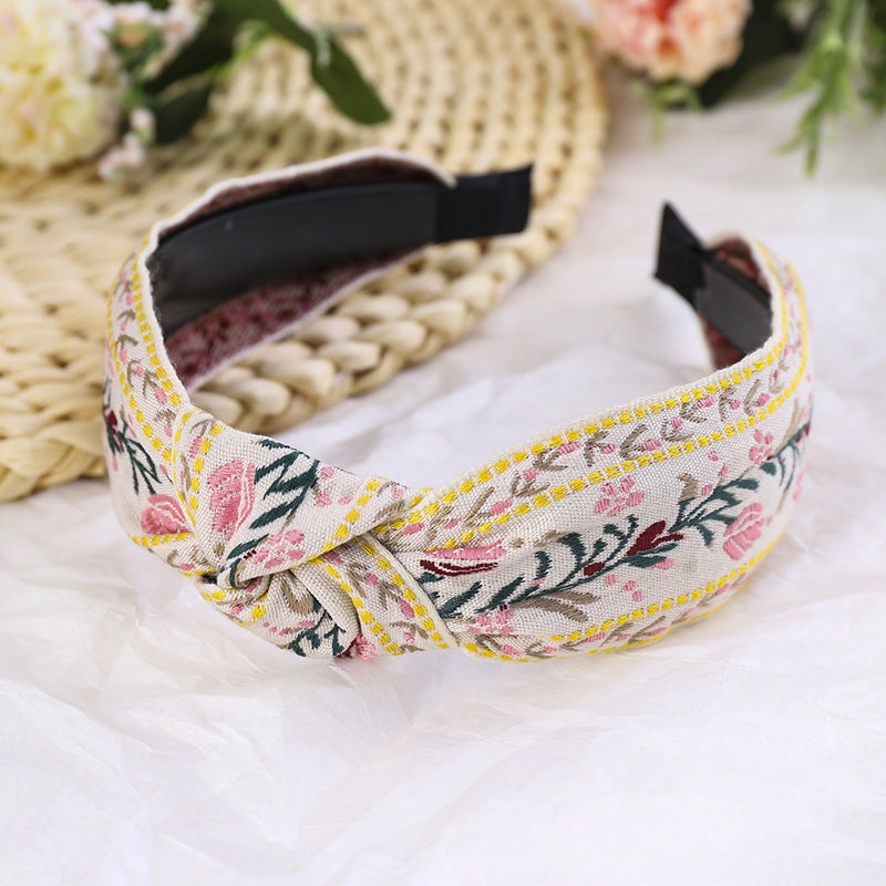 Embroidered flower headband