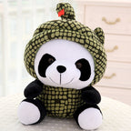 Panda plush toy with short fur and cotton stuffing