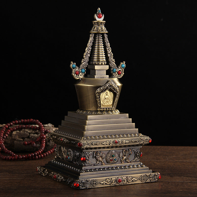 Bodhi Pagoda Gilded Stupa Inlaid with Gemstones