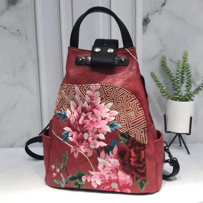 Embroidery Collocation Cheongsam Portable Messenger Backpack