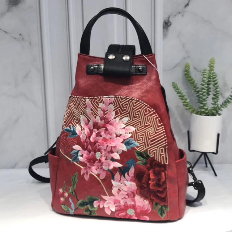 Embroidery Collocation Cheongsam Portable Messenger Backpack