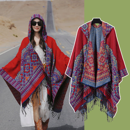 Ethnic Style Desert Seaside Photograph Cloak Autumn And Winter Artificial Cashmere Scarf