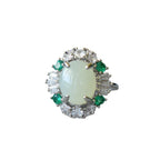 925 Silver White Jade Cabochon Ring Birthday Gift for Wife-6