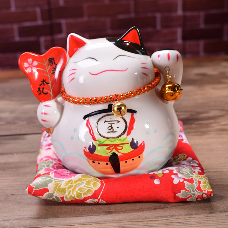 Ceramic Crafts 4.5 Inch Feng Sheng Shui Qi Lucky Cat Creative Decoration