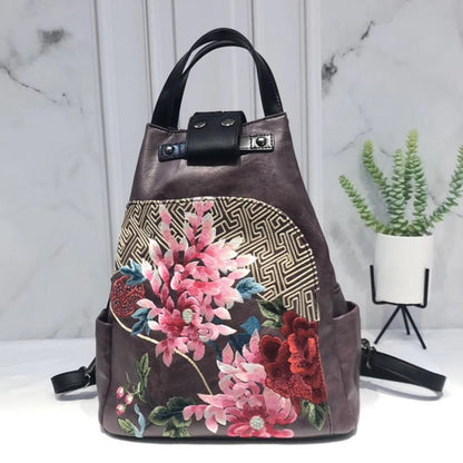 Embroidery Collocation Cheongsam Portable Messenger Backpack