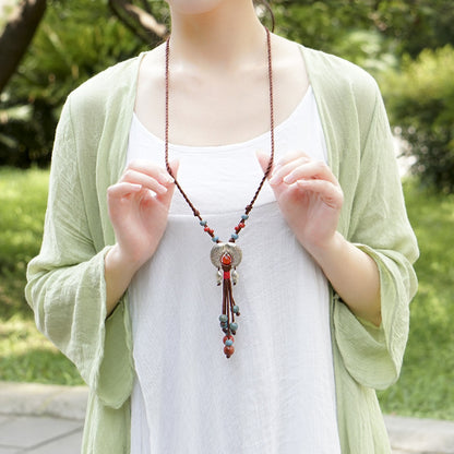 Ethnic Style Ceramic Jewelry Sweater Chain Long Necklace