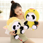 Panda plush toy with short fur and cotton stuffing