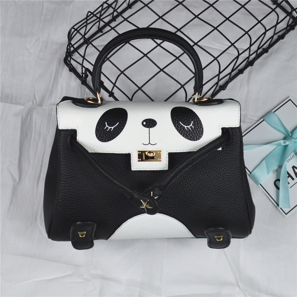 Panda Pattern Cowhide Women's Bag