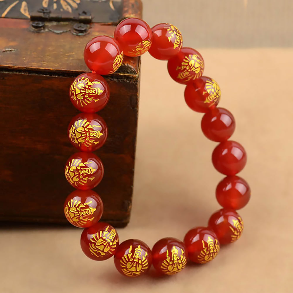 Natural Red Agate Obsidian Bracelet Six-character Mantra Bracelet