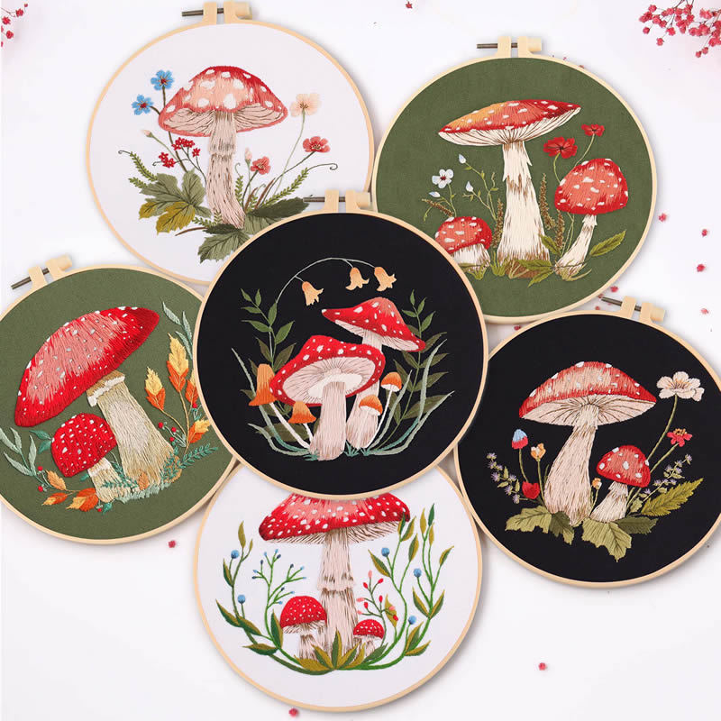 Mushroom Embroidery Handmade Material Package Novice Embroidery Diy Kit