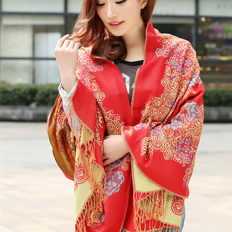 Ethnic style cotton and linen scarf